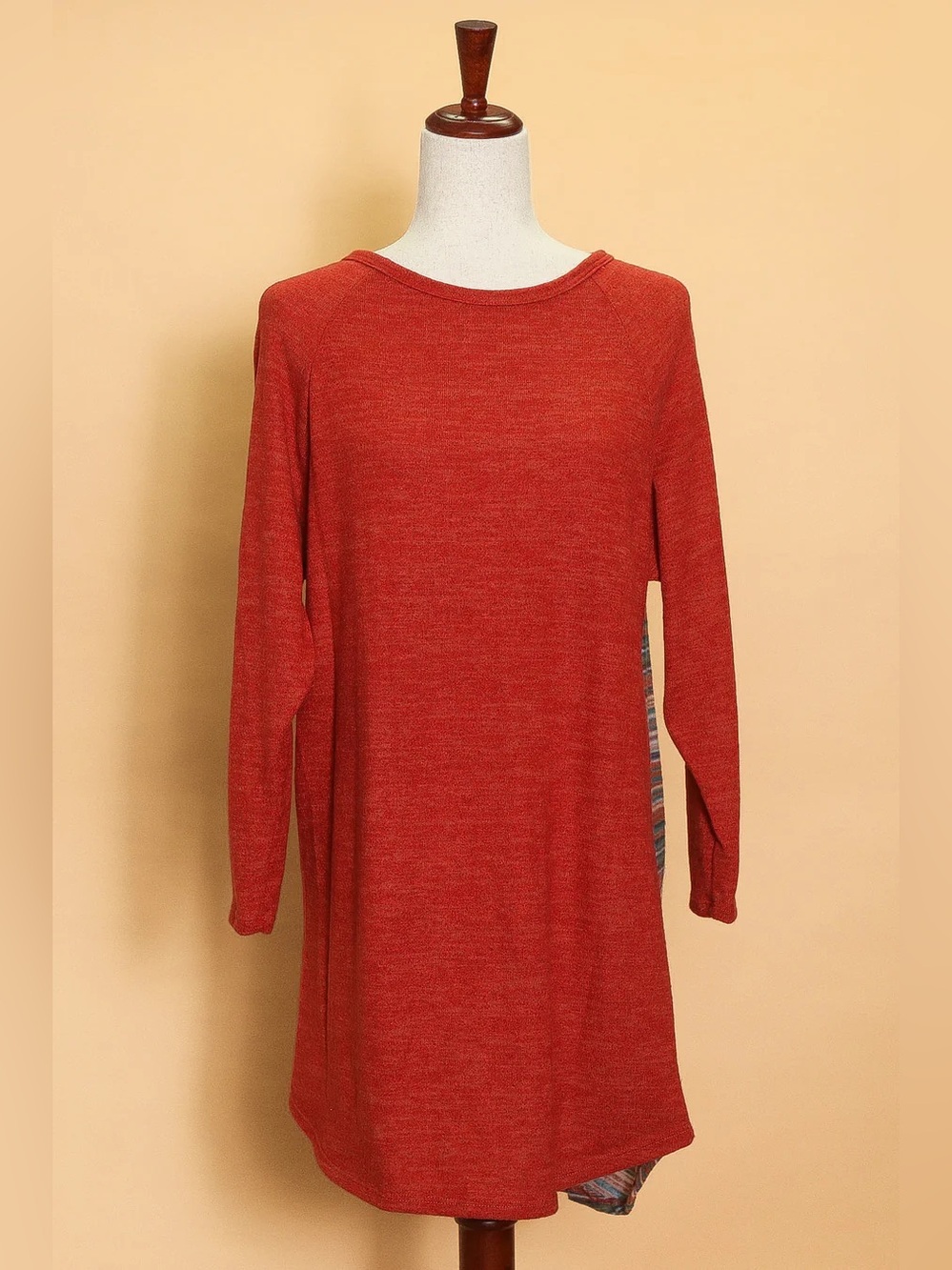 D107 Beeson River Stripe Back Long Sleeve Tunic Sweater Dress